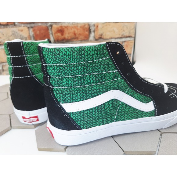 VANS Sk8-Hi Men's Hi Shoes Green Black Uggly Sweater Weather Pattern Sz 0 Rare - Picture 6 of 10